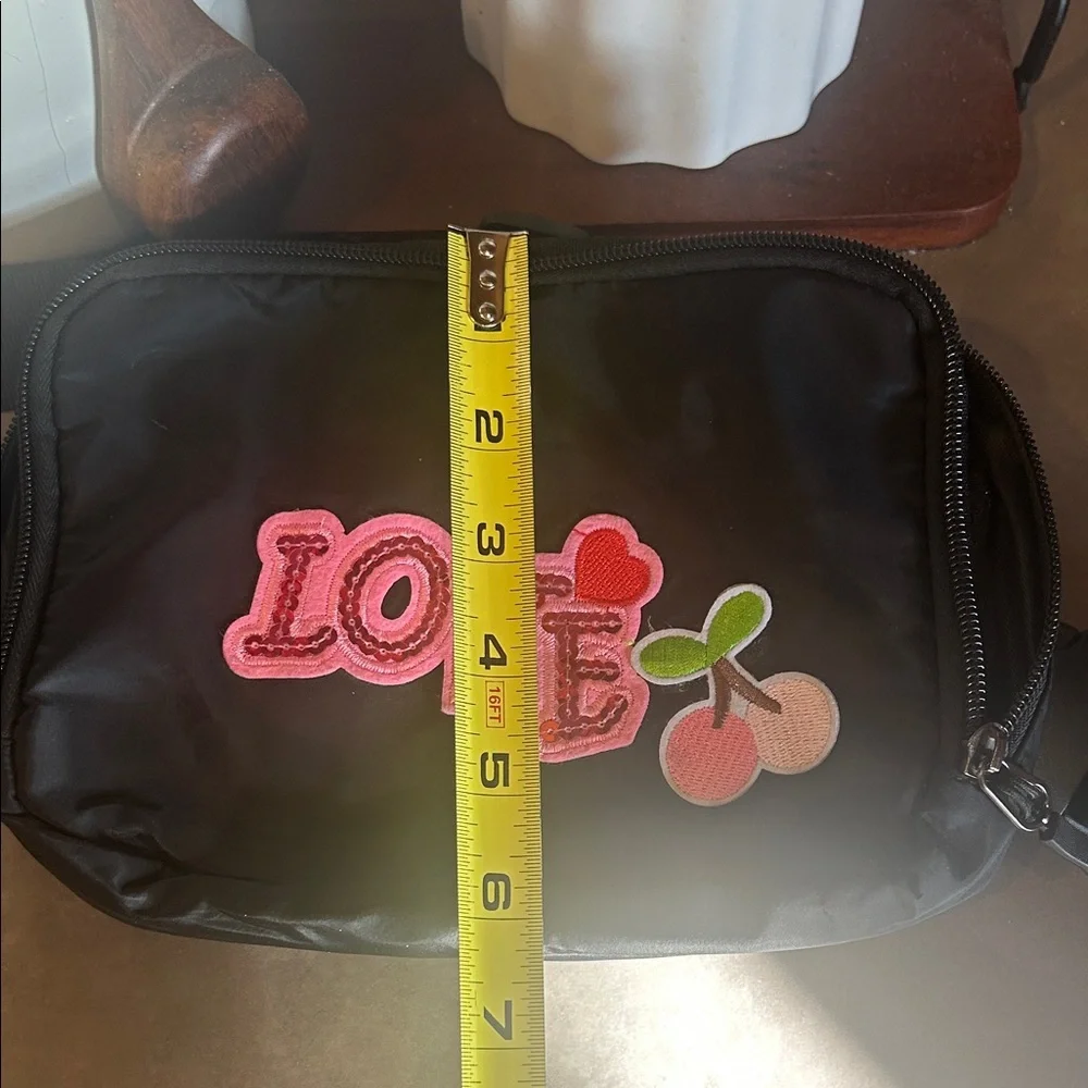 Black Love cherry Patch Fanny Pack Belt Bag
